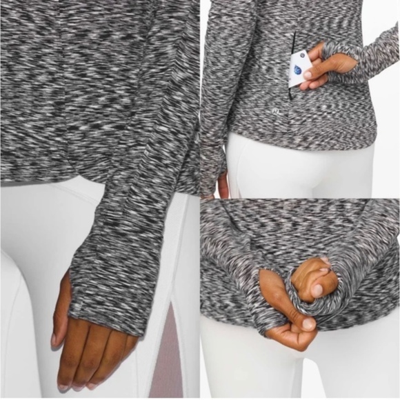 Lululemon Runderful Long Sleeve Spaced Out Space Dye Black White - Picture 4 of 11